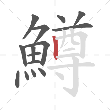 鱒的笔顺第15画：竖
