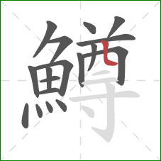 鱒的笔顺第18画：竖弯