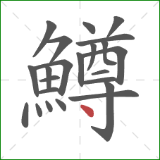 鱒的笔顺第23画：点