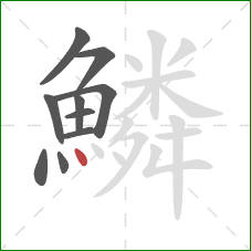 鱗的笔顺第10画：点