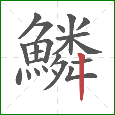 鱗的笔顺第23画：竖