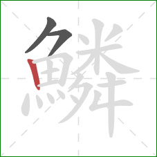 鱗的笔顺第3画：竖