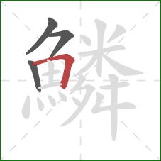 鱗的笔顺第4画：横折