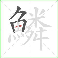 鱗的笔顺第5画：横