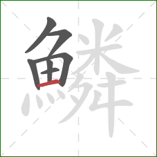 鱗的笔顺第7画：横