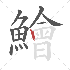 鱠的笔顺第15画：竖