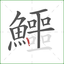 鱷的笔顺第21画：竖