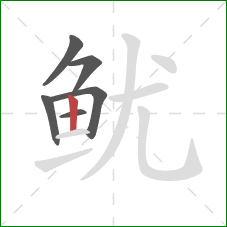 鱿的笔顺第6画：竖