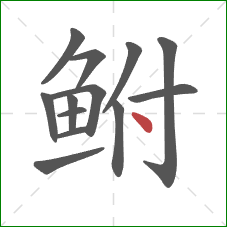 鲋的笔顺第13画：点