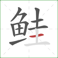 鲑的笔顺第12画：横