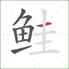 鲑的笔顺第9画：横