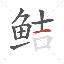 鲒的笔顺第11画：横