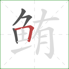 鲔的笔顺第4画：横折