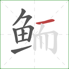 鲕的笔顺第9画：横