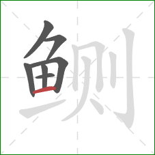 鲗的笔顺第7画：横
