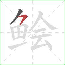 鲙的笔顺第2画：横撇