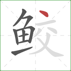 鲛的笔顺第9画：点