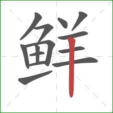 鲜的笔顺第14画：竖