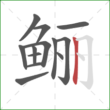 鲡的笔顺第13画：竖