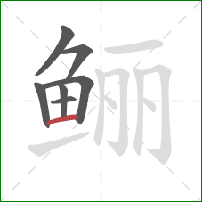 鲡的笔顺第7画：横