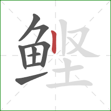 鲣的笔顺第9画：竖