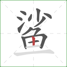 鲨的笔顺第13画：竖