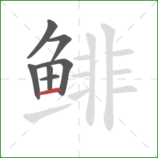 鲱的笔顺第7画:横 鲱的笔顺第7画:横