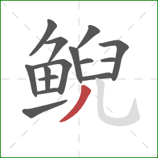 鲵的笔顺第15画:撇 鲵的笔顺第15画:撇