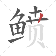 鲼的笔顺第13画：竖