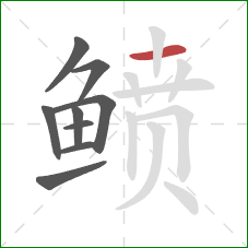 鲼的笔顺第9画：横