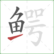 鳄的笔顺第8画：提