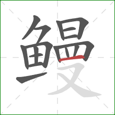 鳗的笔顺第17画：横