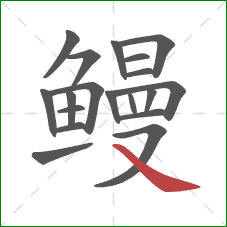 鳗的笔顺第19画：捺