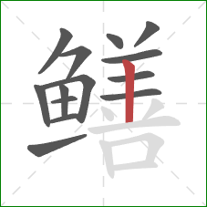 鳝的笔顺第14画：竖