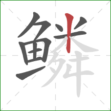 鳞的笔顺第12画：竖