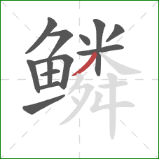鳞的笔顺第13画：撇