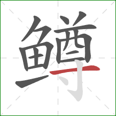 鳟的笔顺第18画：横