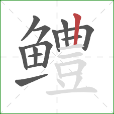 鳢的笔顺第13画：竖