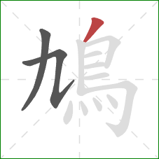 鳩的笔顺第3画：撇