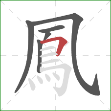 鳳的笔顺第6画：横折