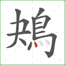 鴂的笔顺第13画：点