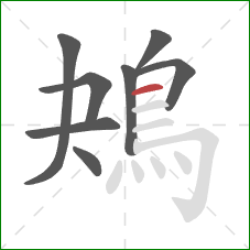鴂的笔顺第8画：横