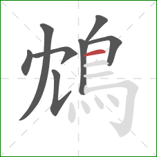 鴆的笔顺第8画：横
