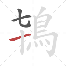 鴇的笔顺第3画：横