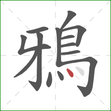 鴉的笔顺第14画：点