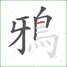 鴉的笔顺第8画：横