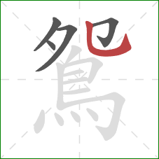 鴛的笔顺第5画：竖弯钩