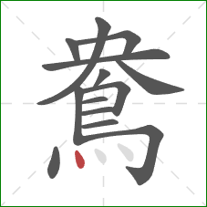 鴦的笔顺第14画：点
