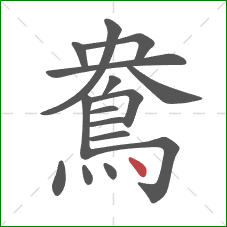 鴦的笔顺第16画：点