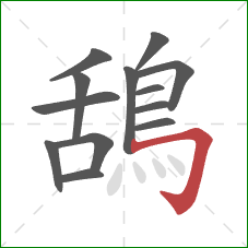 鴰的笔顺第13画：横折钩